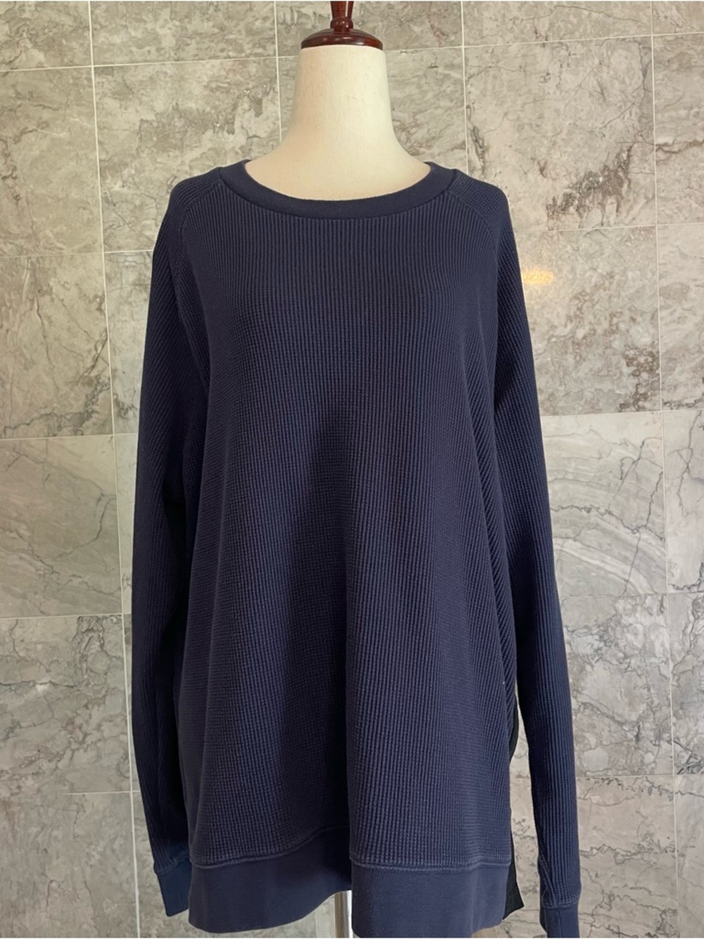 Municipal Side Zipper Waffle Long Sleeve Top - Picture 2 of 8